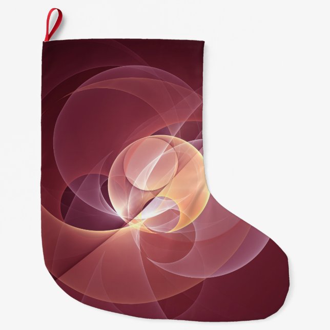 Calcetín Navideño Grande Resumen Elegante Vino Moderno Arte Fractal Rojo (Anverso)