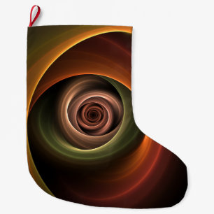 Calcetín Navideño Grande Resumen espiral 3D Colores cálidos Arte fractal mo