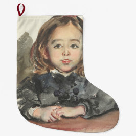 Calcetín Navideño Grande Retrato de Marie (Chica joven de Cute)