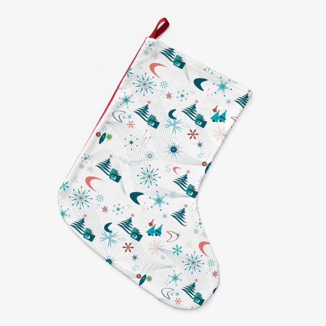 Calcetín Navideño Grande Retro A Go-Go Navidades (Frente (Colgado))