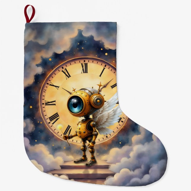 Calcetín Navideño Grande Robby the Winged Timekeeper – Wings of Time Series (Anverso)