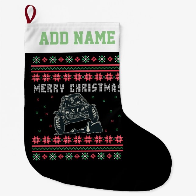 Calcetín Navideño Grande Rock Climber Ugly Navidad Sweater (Anverso)
