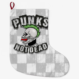 Calcetín Navideño Grande Rockero de Punk Mohawk sin cráneo muerto