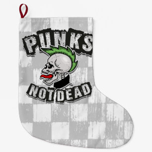 Calcetín Navideño Grande Rockero de Punk Mohawk sin cráneo muerto