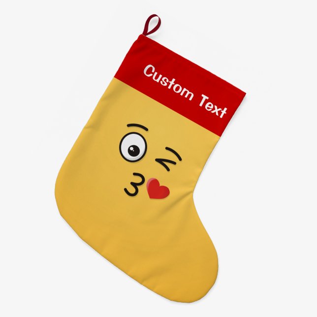 Calcetín Navideño Grande Rodando un beso a pequeños Navidades (Frente (Colgado))