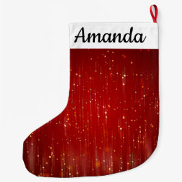 Calcetín Navideño Grande Rojo con manchas de oro