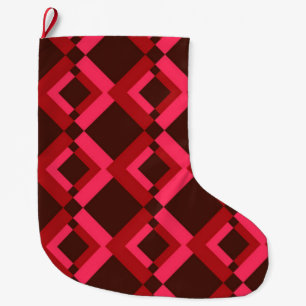 Calcetín Navideño Grande Rojo, rosa, atrevido, animado, fresco, geométrico