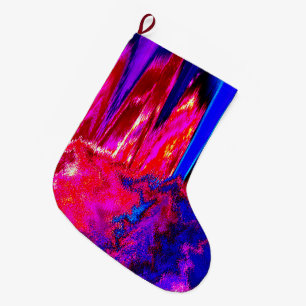 Calcetín Navideño Grande Rojo y azul de brillo fundido