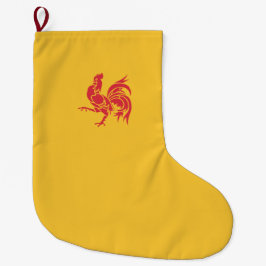 Calcetín Navideño Grande Rooster Rojo (Bandera de Valonia)