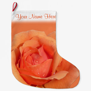 Calcetín Navideño Grande Rosa naranja Navidades Rosas de reserva Stocking C