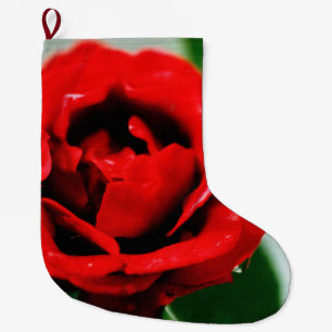 Calcetín Navideño Grande Rosa roja con gotas de salsa