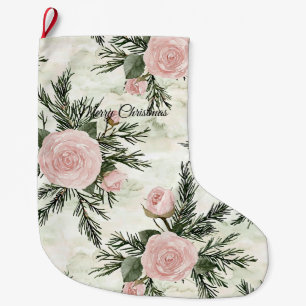 Calcetín Navideño Grande Rosas de Navidades florales de Rubor