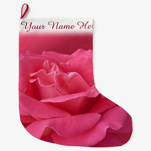Calcetín Navideño Grande Rosas de Navidades Rosa Stocking  Stocking Persona (Anverso)
