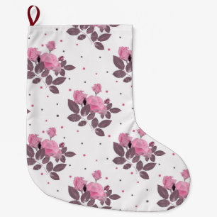 Calcetín Navideño Grande Rosas rosados y polvorientos.