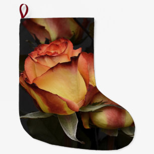 Calcetín Navideño Grande Roses naranja, roja y amarilla