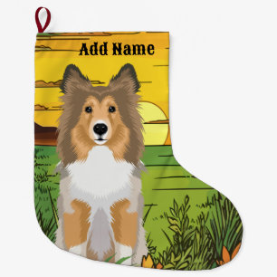 Calcetín Navideño Grande Rough Coat Collie