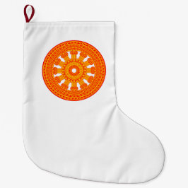 Calcetín Navideño Grande Rueda roja de Dharma (arte budista)