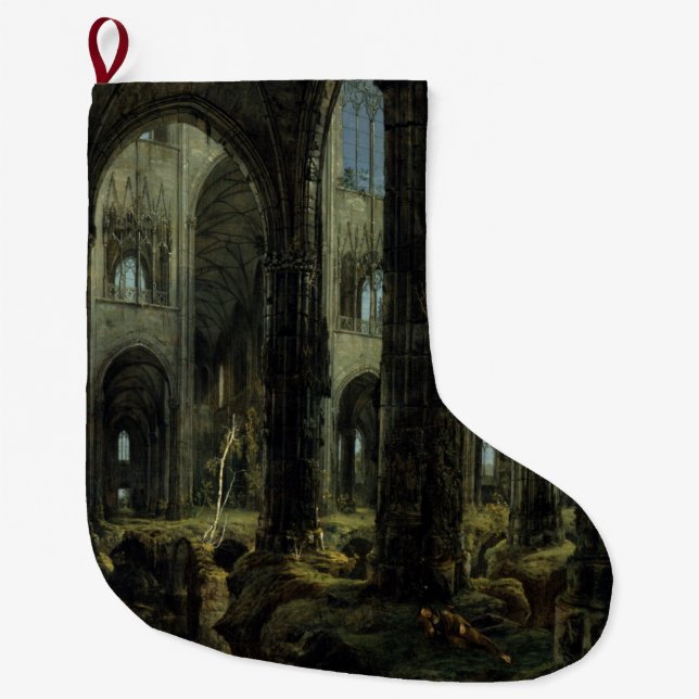 Calcetín Navideño Grande Ruinas góticas (por Carl Blechen) (Anverso)