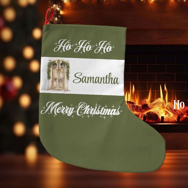 Calcetín Navideño Grande Rustic earthy Scandinavian personalized christmas  (Rustic earthy Scandinavian personalized christmas stocking

)