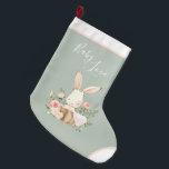 Calcetín Navideño Grande Sage Green Baby Love Script Elegant Baby<br><div class="desc">Un bebé Navidades de amor tan dulce y elegante. El verde sabio da un toque de sencillez y elegancia. Qué dulce pegatina para los Navidades del bebé.</div>