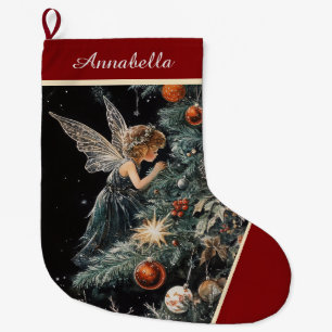 Calcetín Navideño Grande Salto de ángel de hadas de árbol de Navidad - Pers
