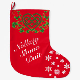 Calcetín Navideño Grande Saludo de Navidades irlandeses - Nollaig Shona Dui