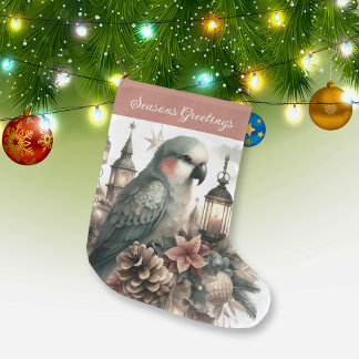 Calcetín Navideño Grande Saludos de Parakeet Lanterns Seasons