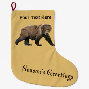 Calcetín Navideño Grande Saludos de temporada - Oso Kodiak