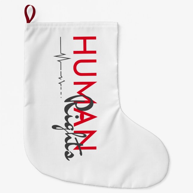 Calcetín Navideño Grande Salvamento de los derechos humanos (Anverso)