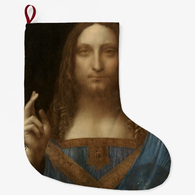 Calcetín Navideño Grande Salvator Mundi (Salvador del Mundo) (da Vinci) (Anverso)