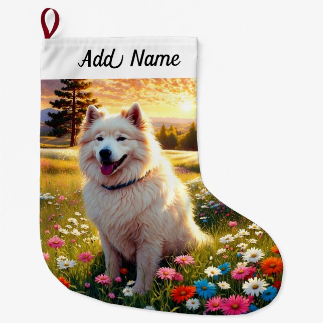 Calcetín Navideño Grande Samoyed (Anverso)