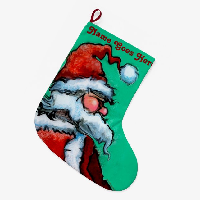 Calcetín Navideño Grande Santa Claus (Frente (Colgado))