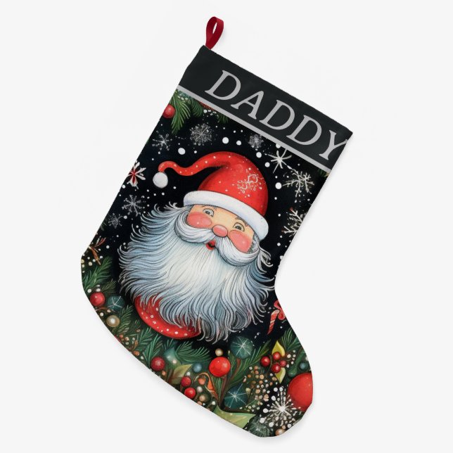 Calcetín Navideño Grande Santa Claus (Frente (Colgado))