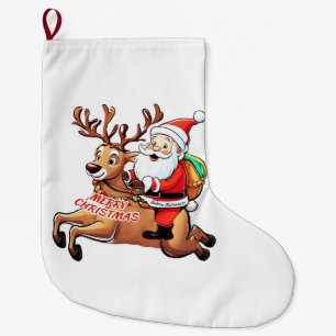 Calcetín Navideño Grande Santa Claus Feliz Navidad