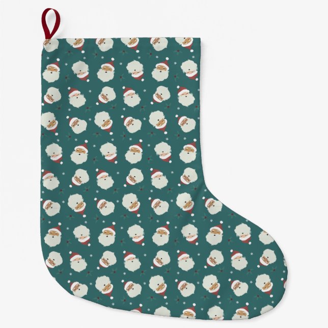 Calcetín Navideño Grande Santa Claus Feliz Navidad (Anverso)