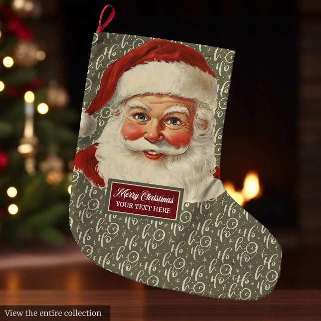 Calcetín Navideño Grande Santa Claus tradicional de la época de fiesta (Traditional Vintage Santa Claus Stocking Holiday Gift)