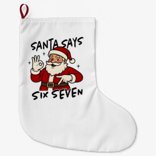 Calcetín Navideño Grande Santa Dice Seis Siete 6 7 Divertido Brainrot Navid