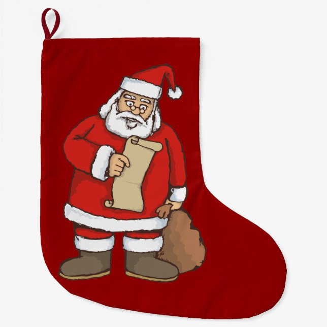Calcetín Navideño Grande Santa lectura (Anverso)