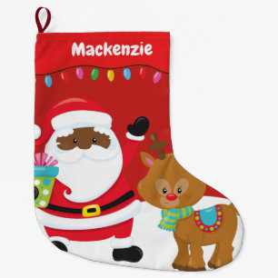 Calcetín Navideño Grande Santa negra