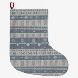 Calcetín Navideño Grande Scandinavian Knit Pet Stocking with Snowflakes