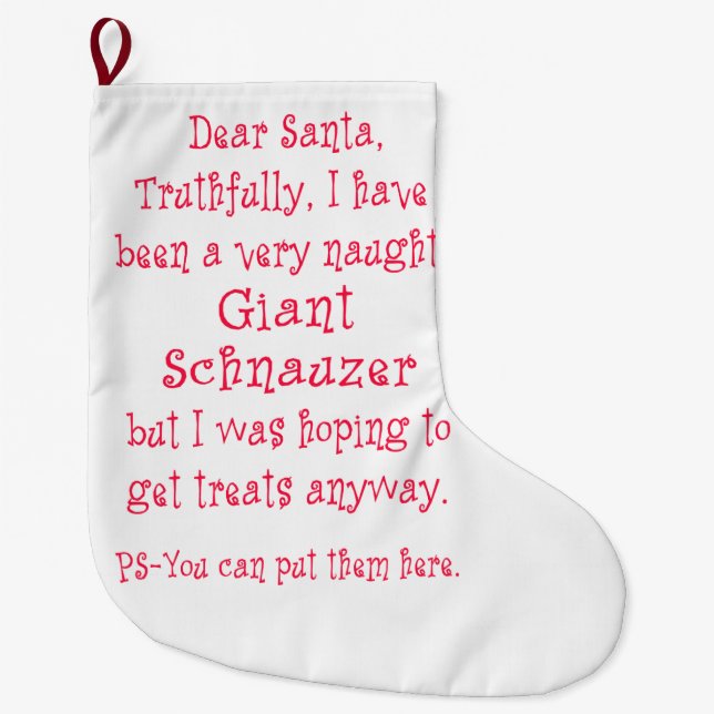 Calcetín Navideño Grande Schnauzer gigante travieso (Anverso)