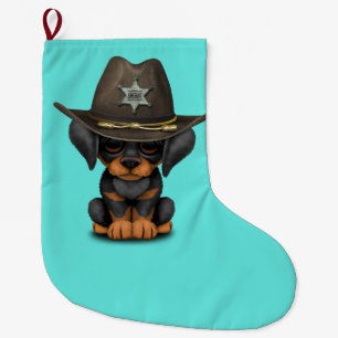 Calcetín Navideño Grande Sheriff lindo del perro de perrito del Doberman