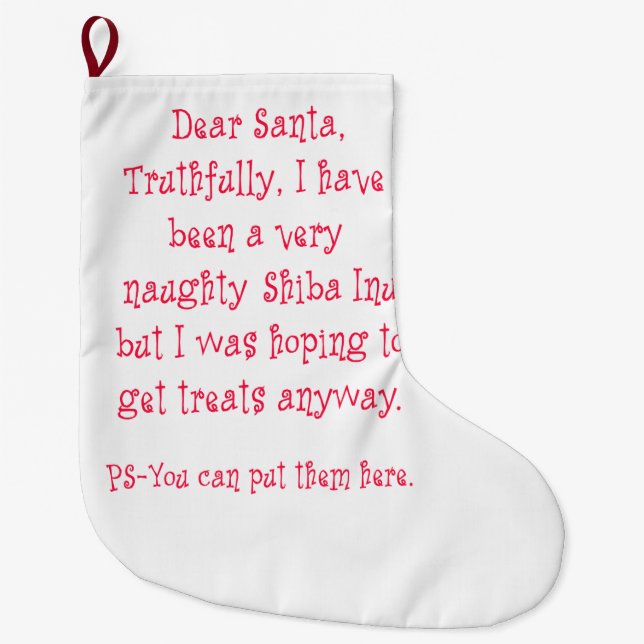 Calcetín Navideño Grande Shiba travieso Inu (Anverso)