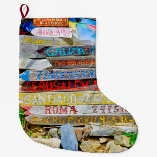 Calcetín Navideño Grande Signo de distancia