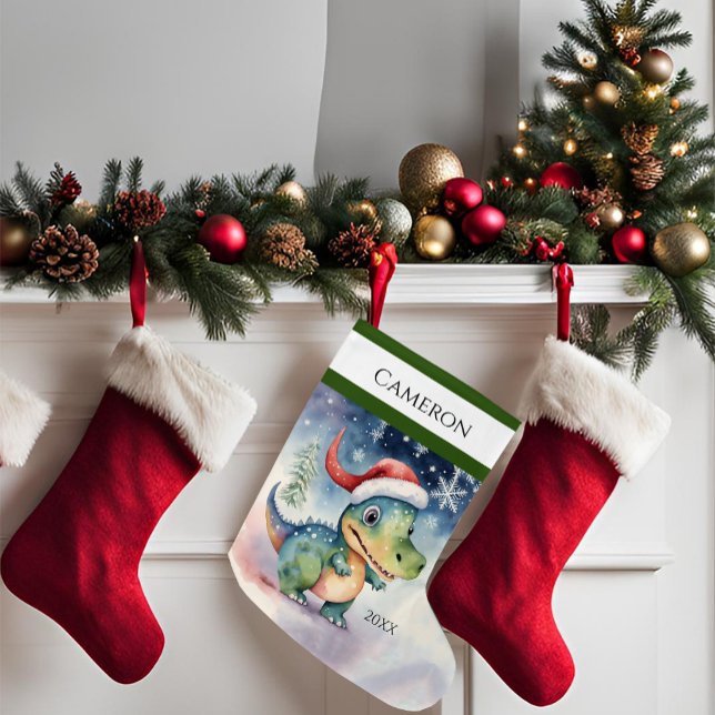 Calcetín Navideño Grande Silly Xmas Dinosaur (Subido por el creador)