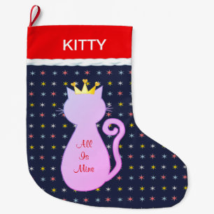 Calcetín Navideño Grande Silueta de gato hermoso
