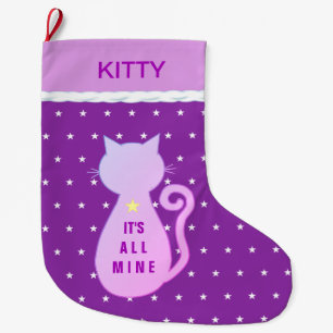 Calcetín Navideño Grande Silueta de hermoso gatito