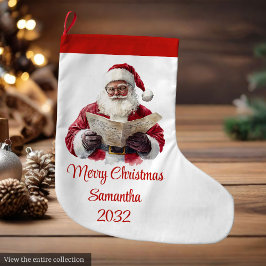 Calcetín Navideño Grande Simple Santa Claus Stylish Modern Holiday Stocking