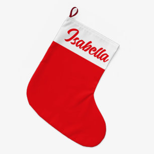 Calcetín Navideño Grande Simple y moderna Feliz Navidad Guión rojo y blanco