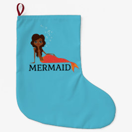 Calcetín Navideño Grande Sirena Cuta (Hermosa Chica Negra)